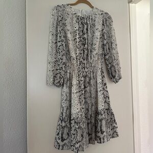 J.Crew Black & White Mini Dress – 3/4 Sleeves – Size XXS - Snake Pattern